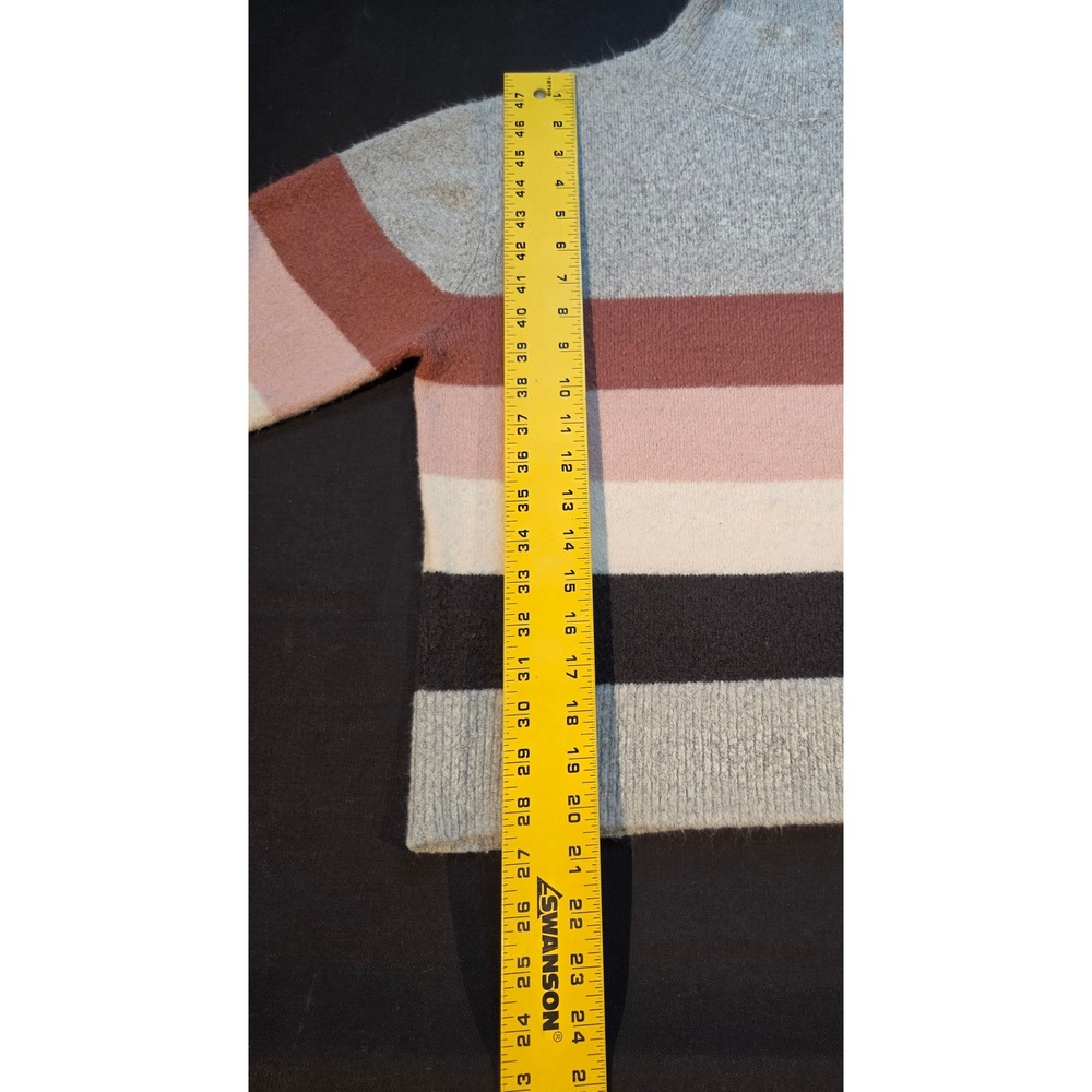 Beachlunchlounge Collection Women Grey Pink Striped Mock Neck Sweater Medium - Picture 3 of 6